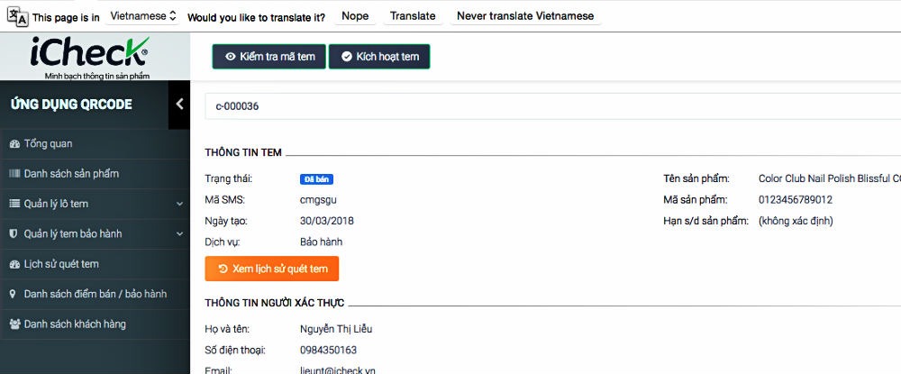 Gói 10000 QR Code tem bảo hành điện tử